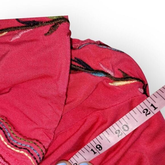 Womens Sundress Sz Large Scoop Neck Summer Jersey Knit Coverup Beachy Red Peasan - Picture 9 of 10